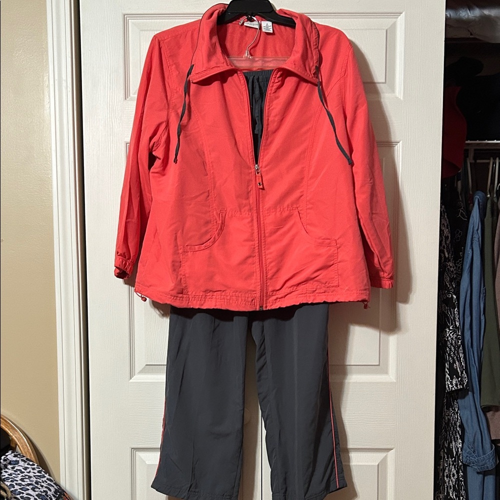 Kim Rogers 1XL Coral Jacket and Gray Pants - Wind Suit